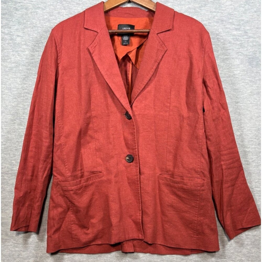 Urban Outfitters Terracotta Linen Blend Blazer Jacket Sz S Lightweight Casual Ch